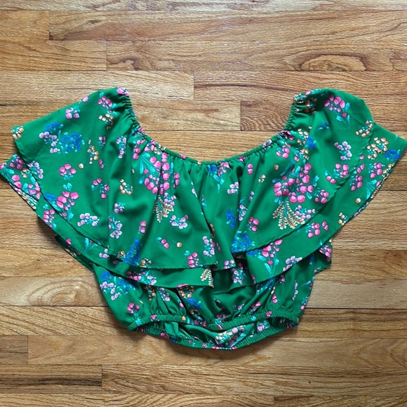 Sugarlips Floral Off-Shoulder Blouse Women’s Flowy Ruffle Boho Fairy Feminine - Picture 3 of 7